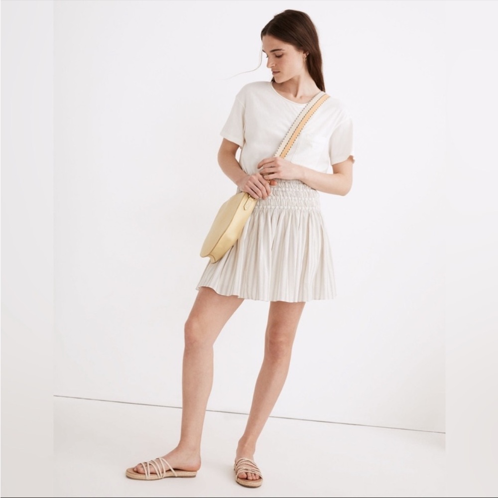 Madewell Smocked Pull-On Mini Skirt in Stripe Size XL‎